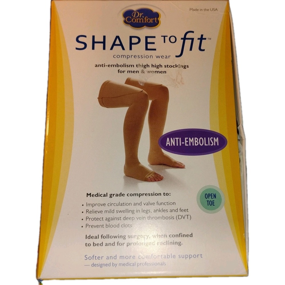 Dr Comfort Unisex‎ Med. WHITE Compression Open Toe Thigh High Stockings 18 mmhg